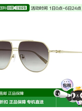 自营Longchamp Women's Petite Pilot Sunglasses LO174S 723 Gol