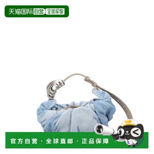 自营dieselLight Blue Ruched Fabric Shoulder Bag - blue 美国