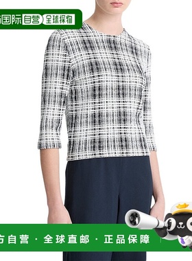 自营Vince Boucle格子肘袖上衣-蓝色 美国奥莱直发女装