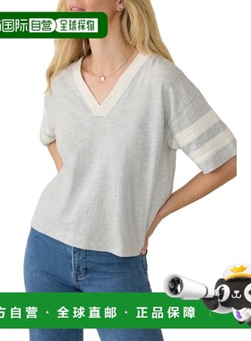 自营Women's Faherty Sunwashed Varsity Top Gray  Organic Cott