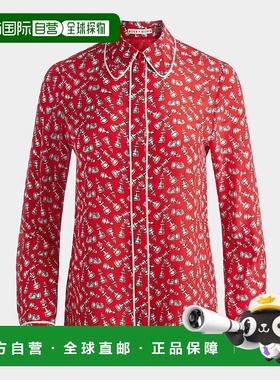 自营alice + olivia Willa Placket Top w/ Piping Detail, Queen