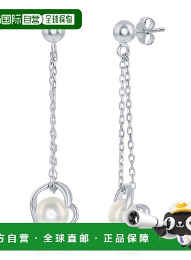 自营 simona925 纯银 6 毫米 FWP 心形链式耳环 - 银白色 美国奥