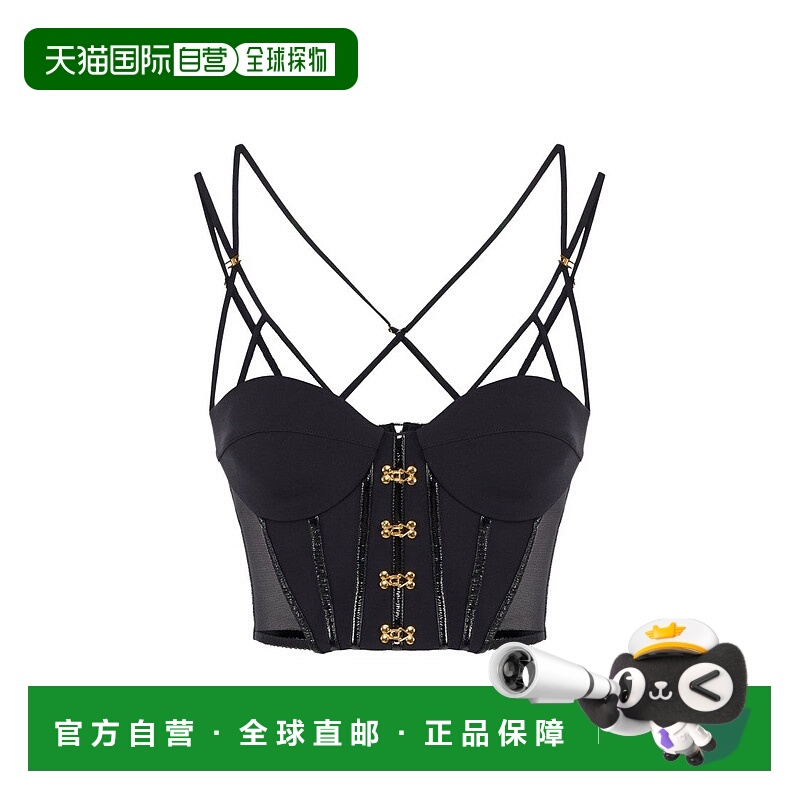 自营elisabetta franchiBlack Neoprene Corset Detail Top - bla