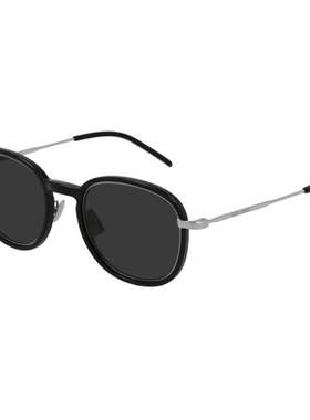 自营Saint Laurent Sunglasses Round Full Rim, Black Frame And