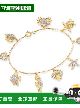 自营Ross-Simons Diamond Sea Life Charm Bracelet in 18kt Gold