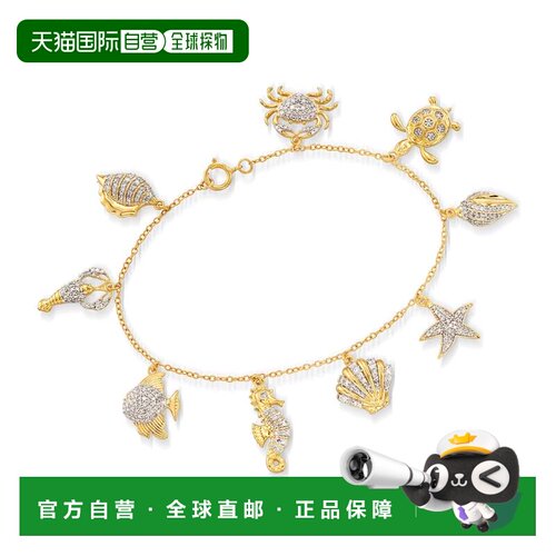 自营Ross-Simons Diamond Sea Life Charm Bracelet in 18kt Gold