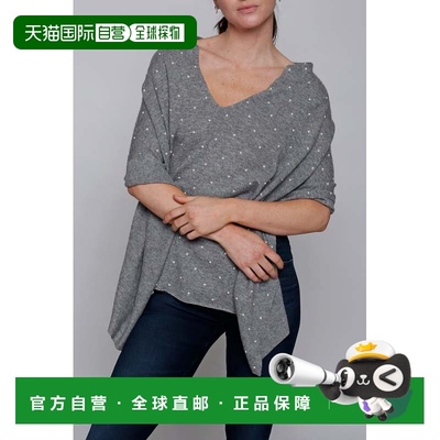 自营in2Cashmere Blend Topper with Pearls - mid heather grey