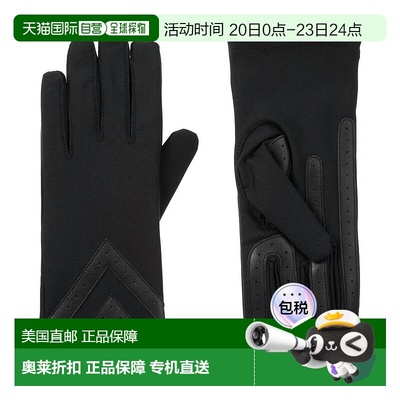 自营 isotoner女式Smartdri Chevron氨纶弹力触摸屏手套，黑色 美