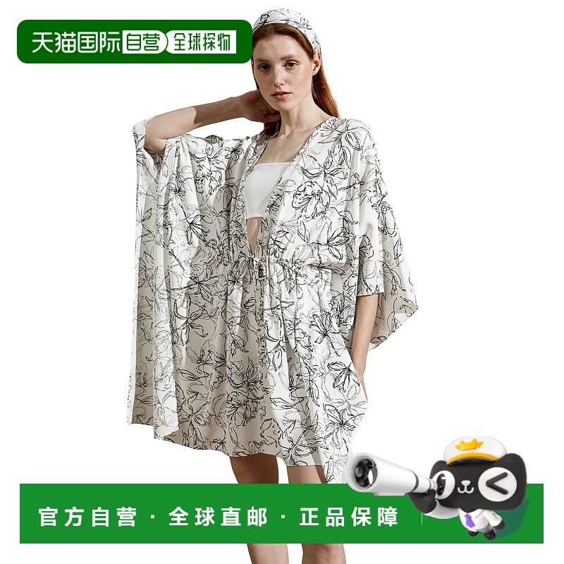 自营lilysilkFloral Sketch Silk Cardigan for Women - black-wh