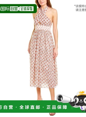 自营 Ash & Eden Mira 挂脖长早秋新款连衣裙 红色 美国奥莱直发