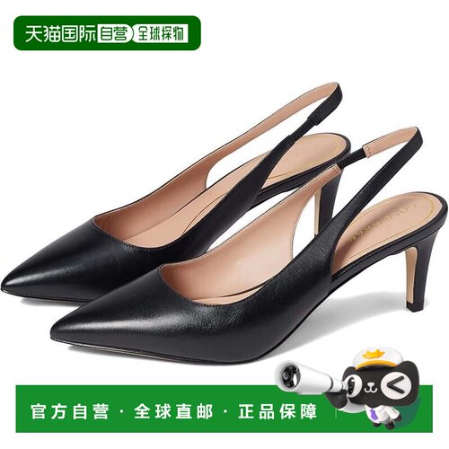自营Cole Haan Vandam W26827高跟鞋女士黑色皮革Slingback高跟鞋