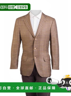 自营Kiton Windowpane Cashmere-Linen-Silk Sport Jacket - ligh