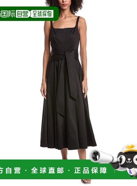 自营Toccin Cady Tie Front Corset Midi Dress - black 美国奥莱