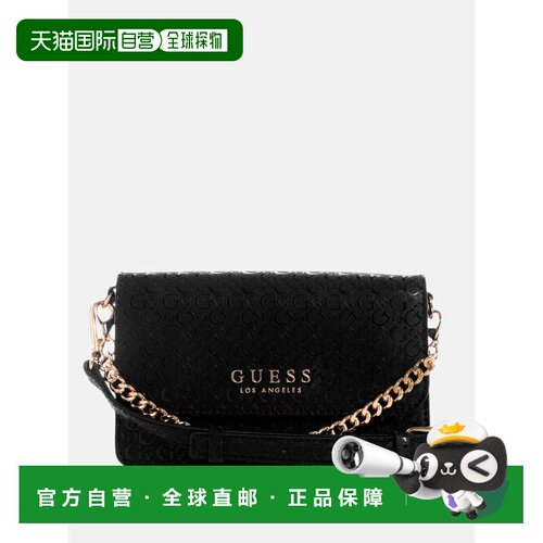 自营 guess英迪拉闪亮标志十字架-黑色 美国奥莱直发斜挎包女包