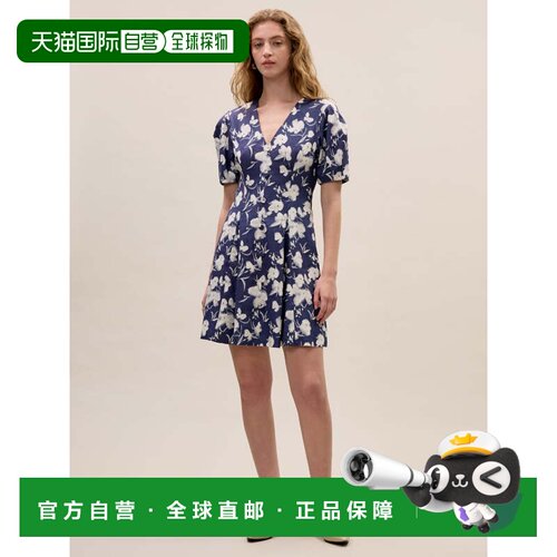 自营rebecca taylorBea亚麻迷你连衣裙-海军蓝组合 美国奥莱直发