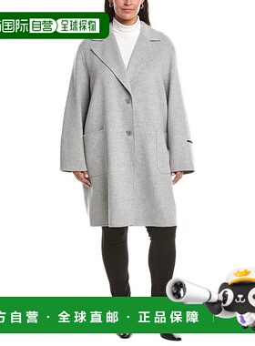 自营Marina Rinaldi Plus Cambra羊毛混纺大衣-黑色 美国奥莱直发