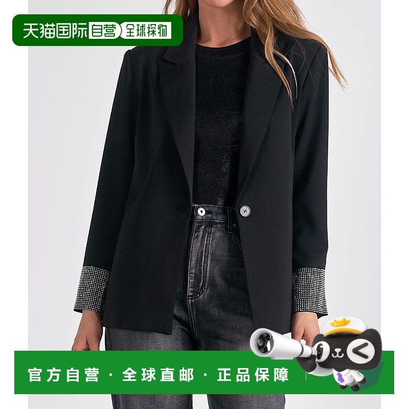 自营 elanEloise Rhinestone Cuffs Blazer In Black - black 美