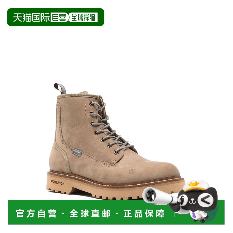 自营woolrichLeather Ankle Boots With Lace-Up Design - neutra