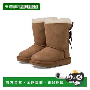 纽扣蝴蝶结雪地靴女鞋 自营 Bailey Kids 透气 UGG