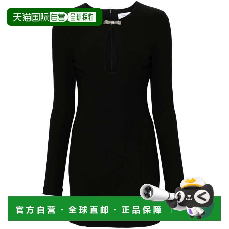 自营blumarine紧身黑色针织迷你连衣裙-黑色 美国奥莱直发包臀裙