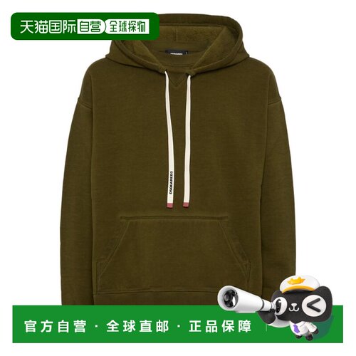 自营dsquared2Khaki Pull-Over Hoodie - black 美国奥莱直发卫衣