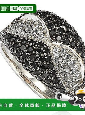 自营 Suzy Levian 方晶锆石纯银黑白波浪戒指 - 黑色 美国奥莱直