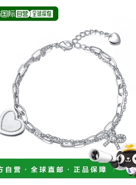 自营 geneviveGa 纯银镀铑心形回形针手链 - 白色 美国奥莱直发