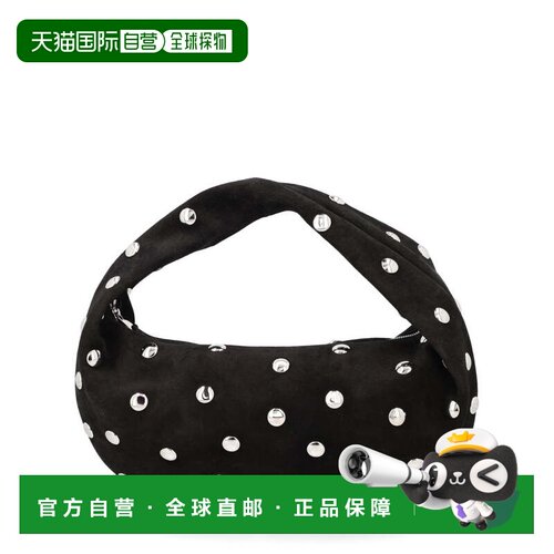 自营khaiteOlive Calf Leather Medium Hobo Bag - black 美国奥