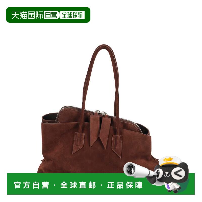 自营the attico浅棕色The Walk中号麂皮托特包-棕色 美国奥莱直发