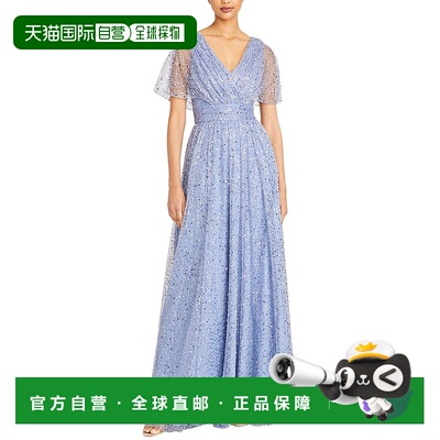 自营 Theia Sabine V领串珠礼服-灰色 美国奥莱直发服饰连衣裙