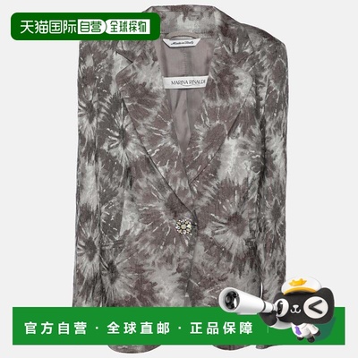 自营Marina Rinaldi Grey Jacquard Single Breasted Blazer - gr