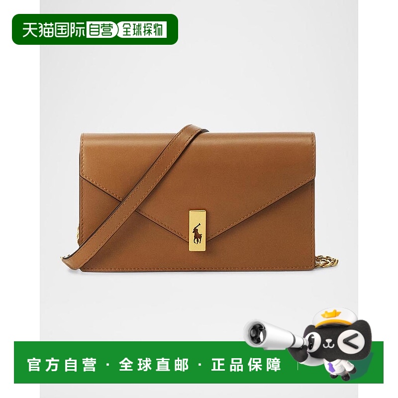 1h可退 【美国直邮】Polo Ralph Lauren 小翻盖链条真皮钱包 意大