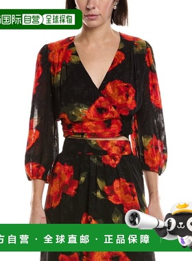 自营Laundry by Shelli Segal Jacquard Blouse - red 美国奥莱直