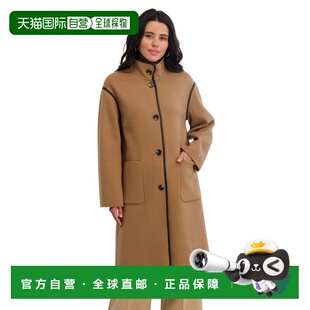 自营TAHARI Women's Single Breasted Soft Wool Topper Coat wit
