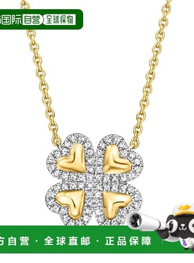 自营Ross-Simons Diamond Clover Necklace in 18kt Gold Over St