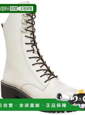 自营Sam Edelman Lenley战斗靴女式白色皮革中小腿JOBB143-白色