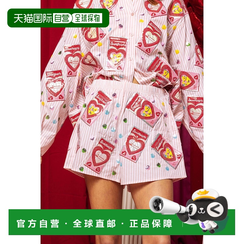 自营 queen of sparkles甜心盒棉质短裤粉红色 美国奥莱直发