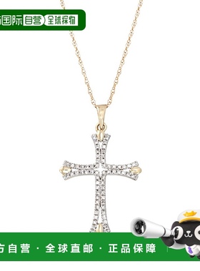 自营 Ross-Simons 14kt 黄金钻石十字架吊坠项链 - 20 英寸 美国