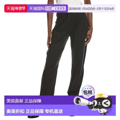 自营WeWoreWhat Pleated Linen-Blend Pant - black 美国奥莱直发