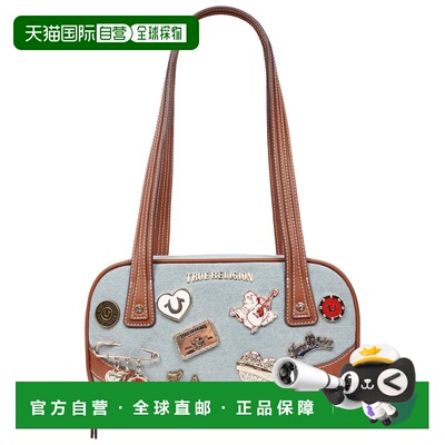 自营True Religion Arbor Multi Pin Logo Denim Satchel - denim