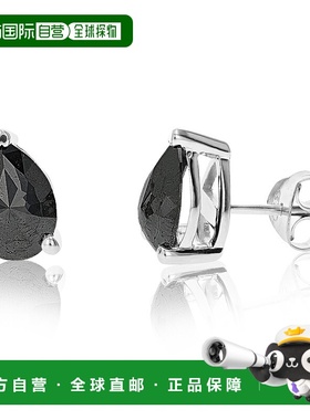 自营 vir jewels3 cttw 梨形黑色钻石耳钉 .925 纯银爪镶 - 银 美