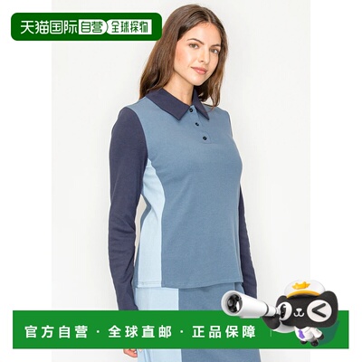 自营yal new yorkBlue Contrast Panel Cotton Tee - blue 美国奥