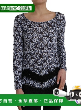 自营 Just Cavalli花蕾丝长袖上衣内衣女式衬衫-蓝色 美国奥莱直