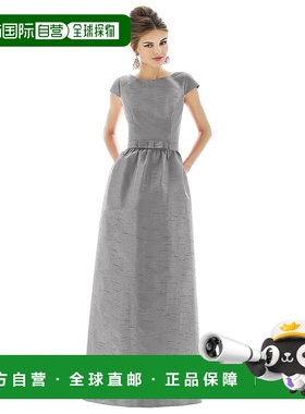 自营 alfred sung带口袋的盖袖 V 形后背长连衣裙 - quarry 美国