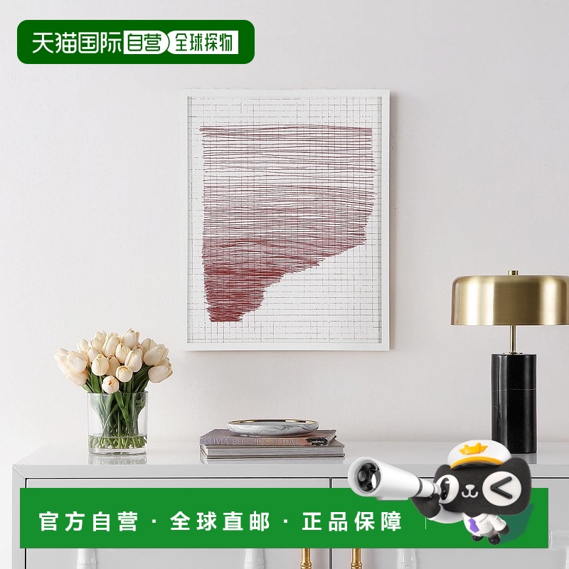 自营 Safavieh 建筑师的白日梦裱框墙艺术 - 红色/象牙色 美国奥