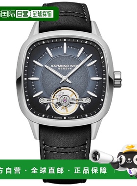 自营 Raymond Weil Freelancer全自动蓝色表盘黑色皮革表带男式手