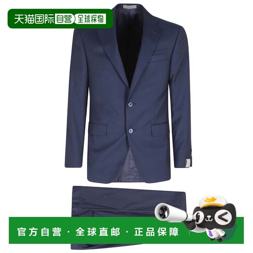 自营corneliani蓝色修身新剪羊毛斜纹西装-蓝色 美国奥莱直发