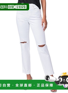 自营PAIGE Noella Soft Ecru Destructed High-Rise Relaxed Stra