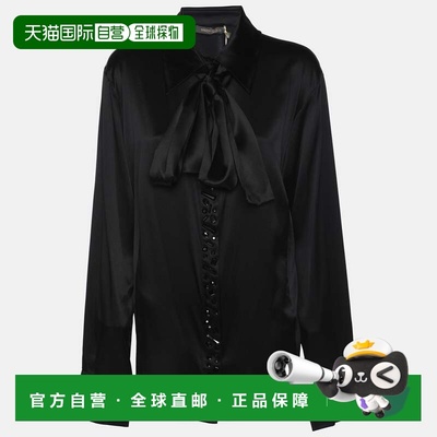 自营Marina Rinaldi Black Stretch Silk Crystal Embellished Lo