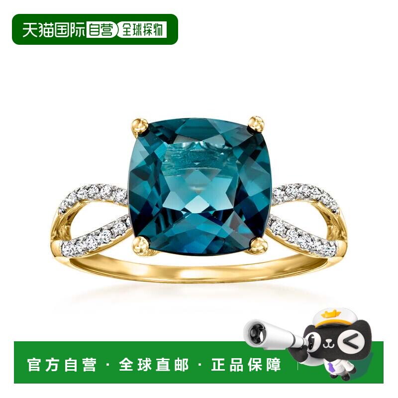 自营 ross-simons罗斯-西蒙斯伦敦蓝托帕石和 . 14 克拉黄金钻石